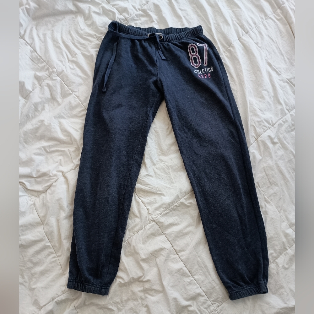 Aeropostal Heather Blue Joggers with Embroidered Detail